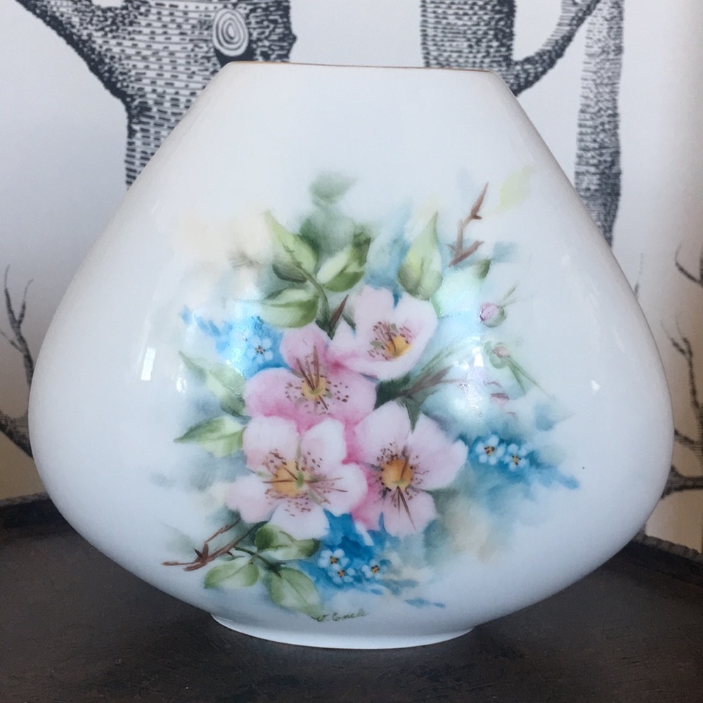 Vintage Handpainted Shabby Chic H&Co Heinrich Made In Germany Vase